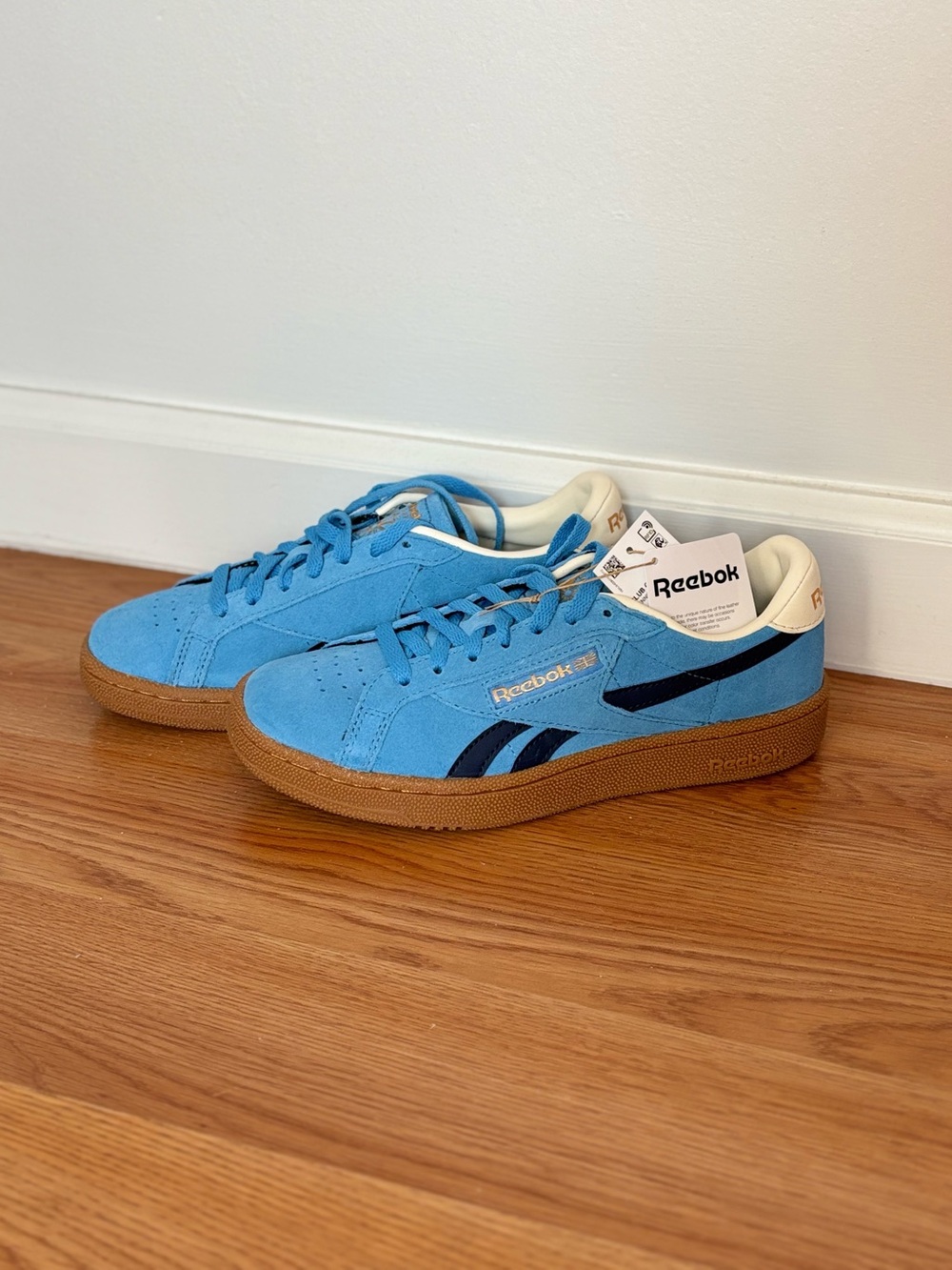 Reebok Suede Sneakers in Sky Blue and Gum